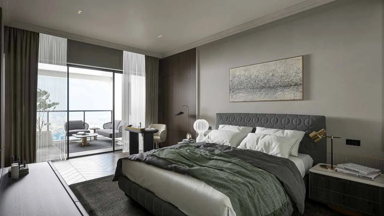 Sample interior render of a bedroom, 4 BHK B Type
