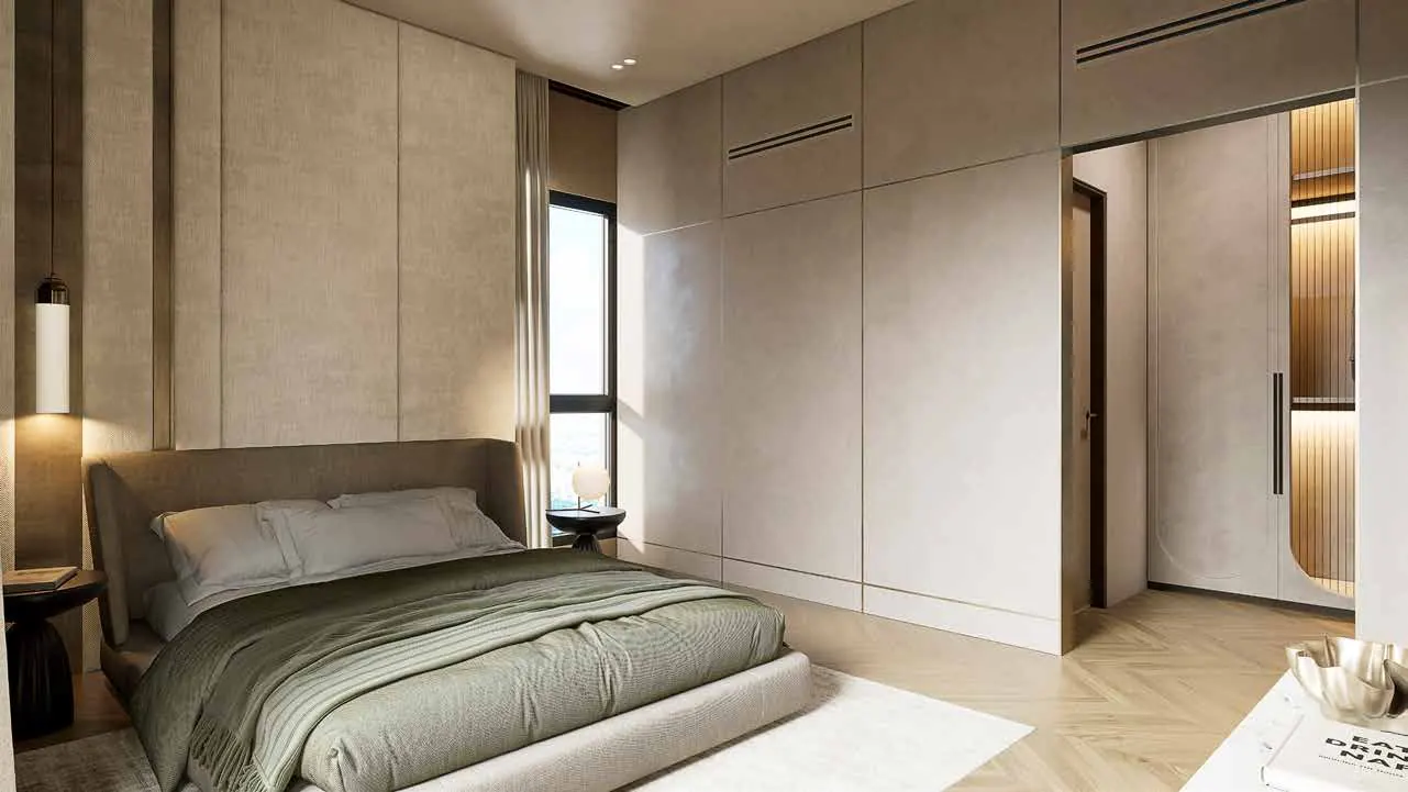 Sample interior render of a bedroom, 5 BHK Duplex