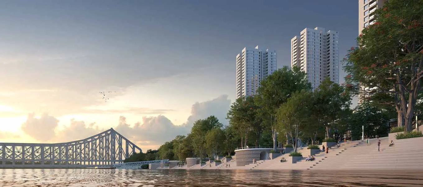 Artist impression of Sansara and Howrah Bridge from the Ganges